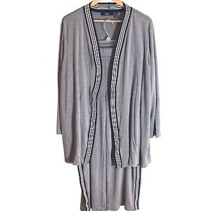 Dennis Basso Gray & Blue Striped Athletic Jacket & Pants 2XL & L Woman's Read‎